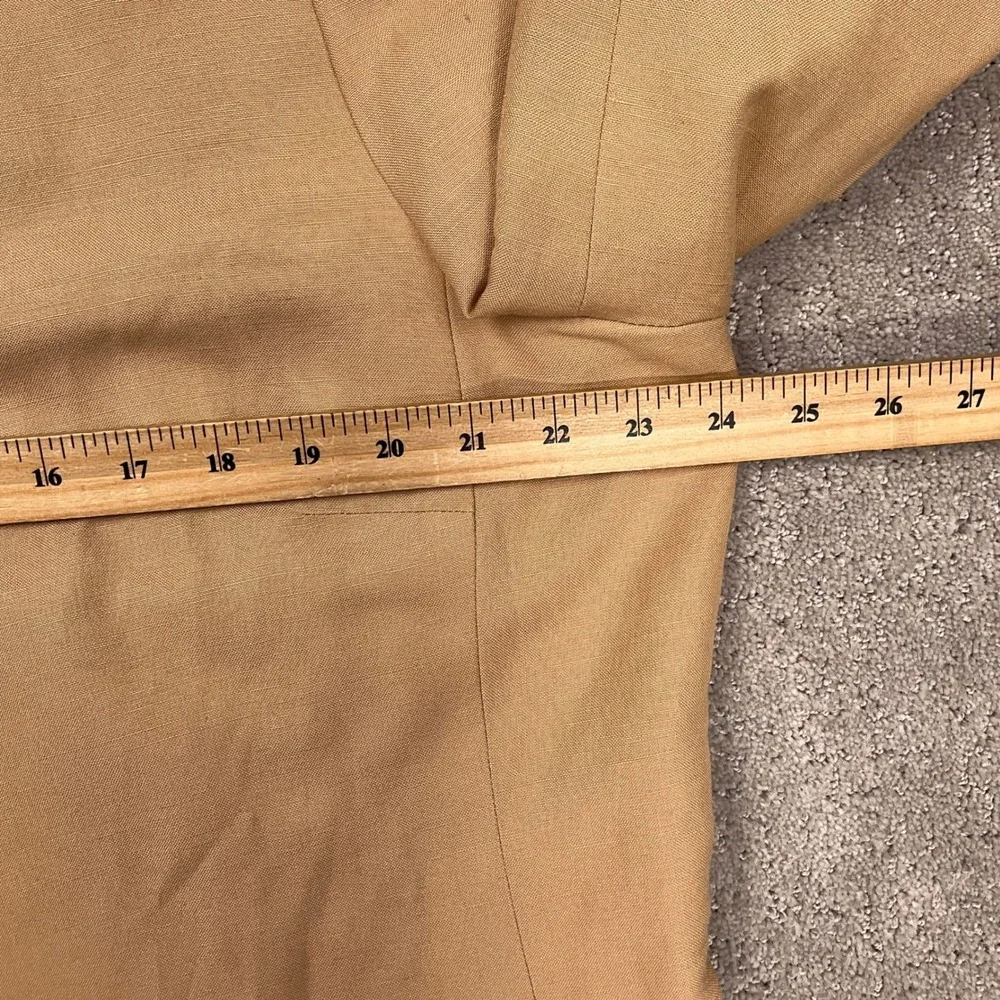 Kasper‎ 3 Pc Pant Suit Women 18 Tan Embroidered Career Lightweight Linen Summer
